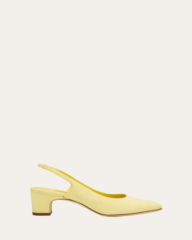Suede Block-Heel Slingback Pumps